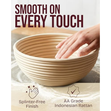 Superbaking Banneton Bread Proofing Basket Kit for Sourdough Baking Supplies, Set of 2