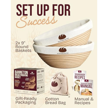 Superbaking Banneton Bread Proofing Basket Gift Set