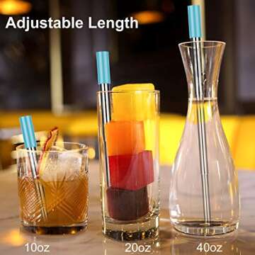 Reusable Straws Stainless Steel, Collapsible Metal Straws Drinking Straw Portable Telescopic Straw with Portable Travel Case, Carabiner, Cleaning Brushes, 2 Pack (Royalblue & Purpleblue)