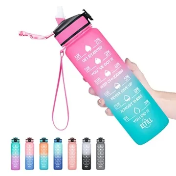 Hyeta 32 oz Water Bottles with Times to Drink and Straw, Motivational Water Bottle with Time Marker,...