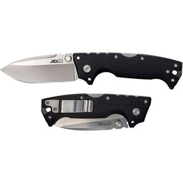 COLD STEEL AD-10 3.5" S35VN Steel Ultra-Sharp Drop Point Blade 5.25" G-10 Handle Tactical Folding Kn...