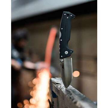 COLD STEEL AD-10 3.5" S35VN Steel Ultra-Sharp Drop Point Blade 5.25" G-10 Handle Tactical Folding Knife with Tri-Ad Locking Mechanism
