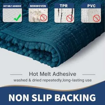 Yimobra Chenille Bathroom Rugs Sets 2 Piece, Plush Soft Bath Mat Set Non Slip, Fluffy Thick Shower Rug Carpet for Bathroom Floor, Absorbent Machine Washable, 44x24+24x17 Inch, Rustic Turquoise