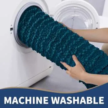 Yimobra Chenille Bathroom Rugs Sets 2 Piece, Plush Soft Bath Mat Set Non Slip, Fluffy Thick Shower Rug Carpet for Bathroom Floor, Absorbent Machine Washable, 44x24+24x17 Inch, Rustic Turquoise