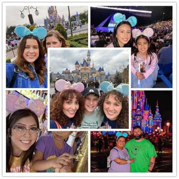 Unisex Mouse Ears Headbands With Bow & Snowflake & Sequins, for Cartoon Princess Costume Cosplay Decoration, Glitter Christmas Party for Girls & Women & Adult; FG1 (Soft Flannel Pink)