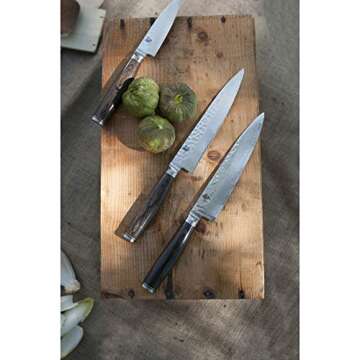 Shun Premier 6.5" Utility Knife, Handcrafted Japanese Knife, VG-MAX Core with Damascus Stainless Steel Cladding, Pakkawood Handle, Precision and Sharpness for Professional and Home Chefs