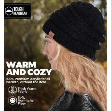 Tough Headwear Beanie for Women - Warm Chunky Cable Beanie Hats for Women, Winter Hats for Cold Weather, Knit Caps for Women & Stocking Caps