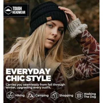 Tough Headwear Beanie for Women - Warm Chunky Cable Beanie Hats for Women, Winter Hats for Cold Weather, Knit Caps for Women & Stocking Caps