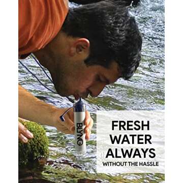 Survival Straw Water Filter 2-Pack - Straw With Filter for Healthy Drinking - Survival Water Filter Blocks 99.99% Microplastics, Water Filter Straw for Hiking & Camping, Survival Straw Water Purifier.