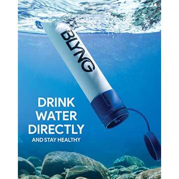 Survival Straw Water Filter 2-Pack - Straw With Filter for Healthy Drinking - Survival Water Filter Blocks 99.99% Microplastics, Water Filter Straw for Hiking & Camping, Survival Straw Water Purifier.