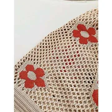 ENBEI Crochet Tote Beach Bag with 3 Flower Pattern