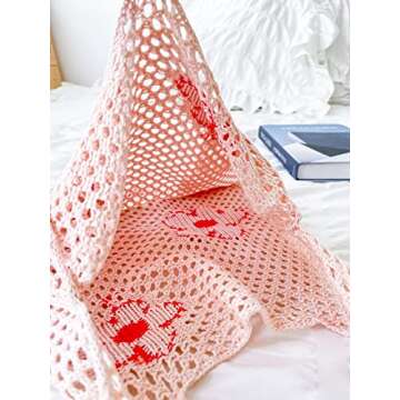 ENBEI Crochet Tote Beach Bag with 3 Flower Pattern