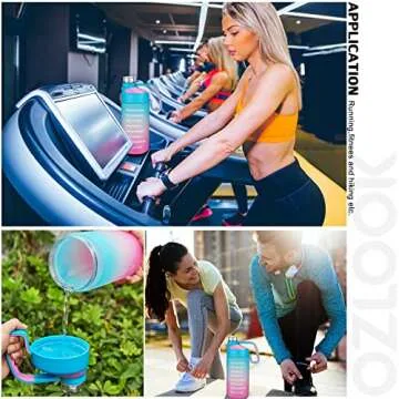 OZLOOK Half Gallon Water Bottles with Handle & Removable Straw, BPA Free & Leakproof Tritan Ensure You Drink Enough Water for Fitness, Camping, Gym, Outdoor Sports (B5-Light Blue Pink/Gradient)