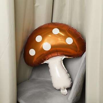 31'' Mushroom Balloons,5 Pcs Large Mushroom Foil Balloons Mushroom Party Decorations Fairy Theme Bir...