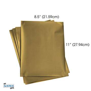 My Scratch Offs Gold 8.5 x 11 Inch Rectangle Full Sheet Scratch Off Sticker Labels (5)