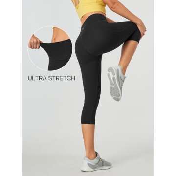 Heathyoga Capri Leggings for Women High Waisted Capri Leggings with Pockets for Women Tummy Control Yoga Pants Women