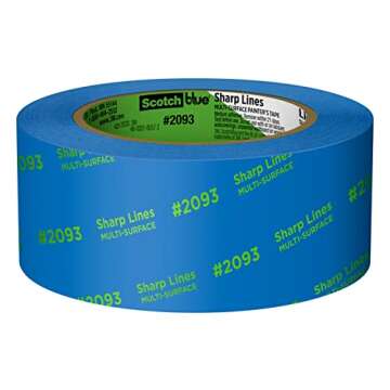 ScotchBlue Sharp Lines Multi-Surface Painter's Tape, 1.88 Inches x 60 Yards, 3 Rolls, Blue, Paint Tape Protects Surfaces and Removes Easily, Edge-Lock Painting Tape for Indoor and Outdoor Use