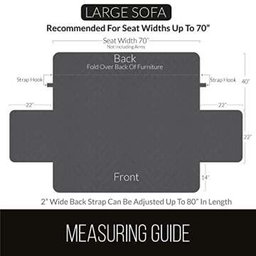 Sofa Shield Couch Slip Cover with Patented Strap, Cushion Protector, Reversible Stain and Dog Tear Resistant Slipcover, Quilted Microfiber 70” Seat, Washable Covers for Dogs Pets Kids, Light Taupe