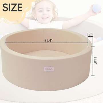 Beige Foam Ball Pit for Toddlers, 35 Inch Baby Ball Pit Soft Round and Easy to Set or Clean, Baby Playpen Ball Pool is Ideal Gift for Kids-Balls NOT Included