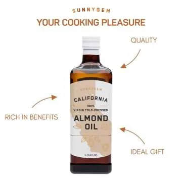 SunnyGem 100% Virgin Cold Pressed California Almond Oil 16.9 FL OZ