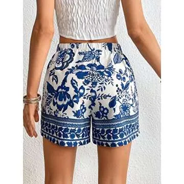 WDIRARA Boho Casual Summer Floral Wide Leg Shorts