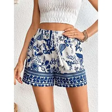 WDIRARA Boho Casual Summer Floral Wide Leg Shorts