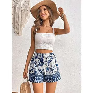 WDIRARA Boho Casual Summer Floral Wide Leg Shorts