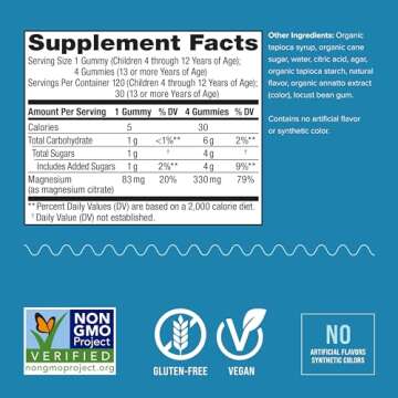 Natural Vitality Calm, Magnesium Citrate Kids Supplement, Stress Relief Gummies, Supports a Healthy Response to Stress, Gluten Free, Vegan, Sweet Citrus, 120 Gummies