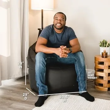 Big Joe Milano Beanbag Chair for All Ages in Black Smartmax