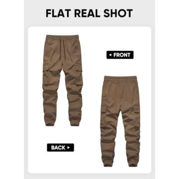 JMIERR Men's Slim Fit Cargo Pants Drawstring Stretch Waist Twill Joggers Trousers with Zipper Pockets, S, Brown