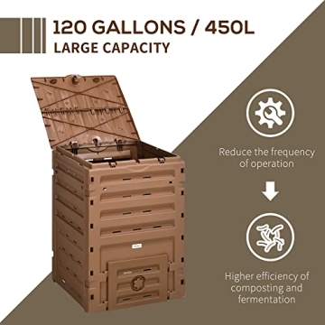 Outsunny 120 Gallon Compost Bin - Efficient & Durable Gardening Solution