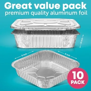 8x8 Disposable Aluminum Pans With Lids for Cooking