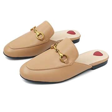 Comfity Mules for Women, Round Toe Backless Slip On Mule Flats Loafers Backless Faux Fur Slides Mule...