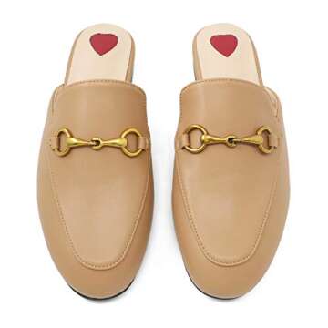 Comfity Mules for Women, Round Toe Backless Slip On Mule Flats Loafers Backless Faux Fur Slides Mules Shoes