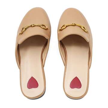 Comfity Mules for Women, Round Toe Backless Slip On Mule Flats Loafers Backless Faux Fur Slides Mules Shoes