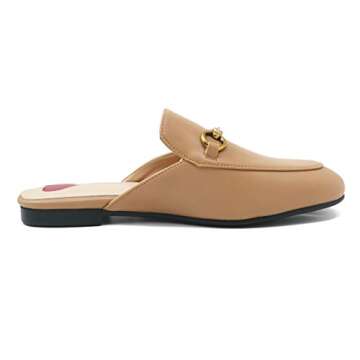 Comfity Mules for Women, Round Toe Backless Slip On Mule Flats Loafers Backless Faux Fur Slides Mules Shoes