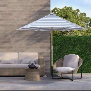 Tempera 9ft Striped Patio Umbrella with Crank & Tilt
