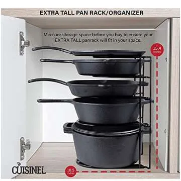 Heavy Duty Pan Organizer and Scraper Tool for Kitchen Storage