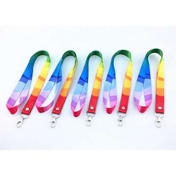 yueton 5 Pack Colorful Rainbow Lanyards for ID Tags