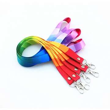yueton 5 Pack Colorful Rainbow Lanyards for ID Tags