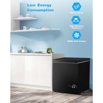 EUASOO 3.5 Cu.Ft Chest Freezer 7 Gears Adjustable Temperature Control(-18°F to -46°F) with a Remov...