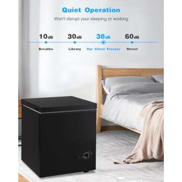 EUASOO 3.5 Cu.Ft Chest Freezer 7 Gears Adjustable Temperature Control(-18°F to -46°F) with a Removable Basket, Deep Compact Freezer for Garage, Office, Basement, House, Kitchen, Shop, RVs-Black