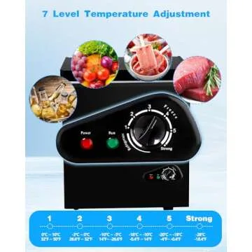 EUASOO 3.5 Cu.Ft Chest Freezer 7 Gears Adjustable Temperature Control(-18°F to -46°F) with a Removable Basket, Deep Compact Freezer for Garage, Office, Basement, House, Kitchen, Shop, RVs-Black