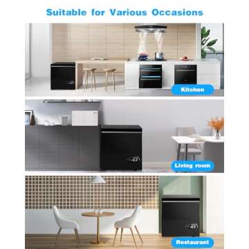 EUASOO 3.5 Cu.Ft Chest Freezer 7 Gears Adjustable Temperature Control(-18°F to -46°F) with a Removable Basket, Deep Compact Freezer for Garage, Office, Basement, House, Kitchen, Shop, RVs-Black