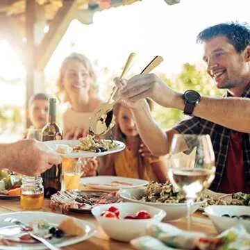 Keyoxy Gold Serving Utensils,12 Pcs Stainless Steel Serving Utensil with Serving Spoon,Slotted Spoons,Forks,Soup Ladle,Serving Tongs,Pie Server,Butter Knife Serving Utensils Set for Parties,Buffe