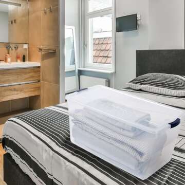 Rubbermaid Cleverstore 95 Quart Clear Stackable Large Plastic Storage Containers with Lids for Office and Home Organization, Clear (4 Pack)