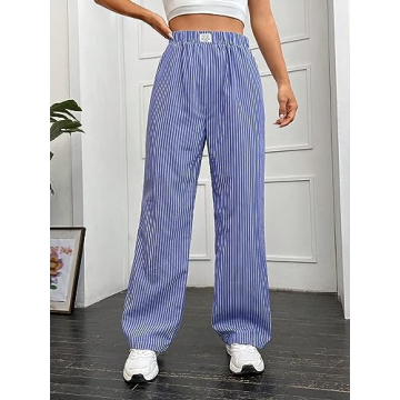 Stylish OYOANGLE Women's Striped Trousers for Summer