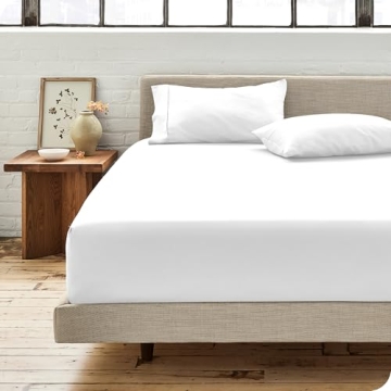 Bare Home 100% Organic Cotton Twin Extra Long Fitted Bottom Sheet - Crisp Percale Weave - Lightweigh...