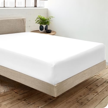 Bare Home 100% Organic Cotton Twin Extra Long Fitted Bottom Sheet - Crisp Percale Weave - Lightweight & Breathable - Deep Pocket Fitted Sheet (Twin XL, White)