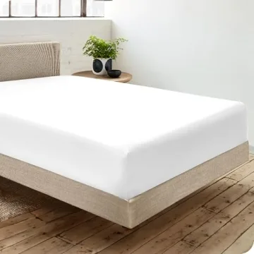 Bare Home 100% Organic Cotton Twin Extra Long Fitted Bottom Sheet - Crisp Percale Weave - Lightweight & Breathable - Deep Pocket Fitted Sheet (Twin XL, White)